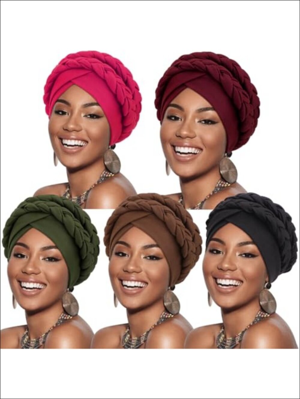 Pre-Tied Twisted Turban Headwrap Chemo Cap Cotton Blend One Size Fits Most